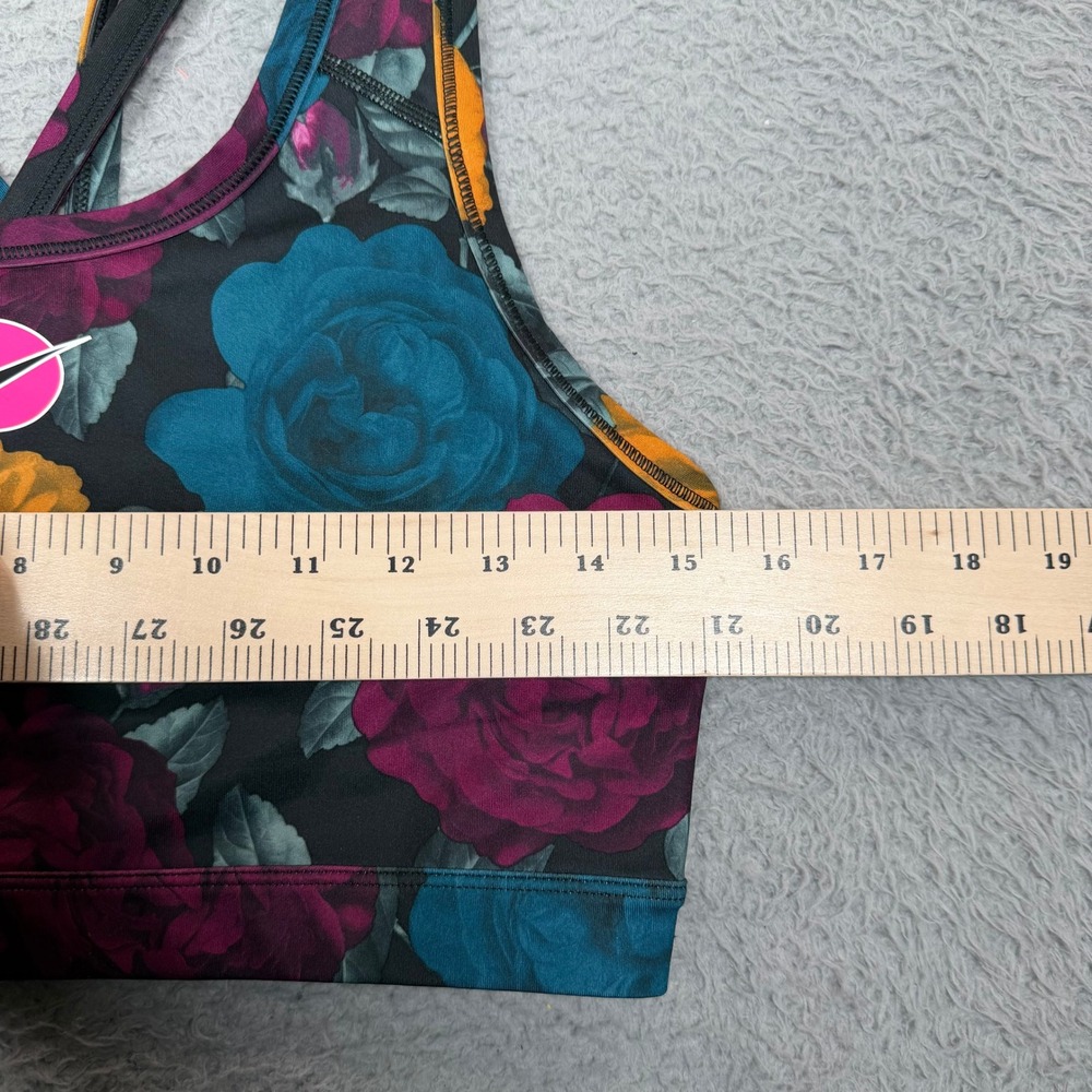 Nike Womens Dri-FIT Floral Rose Print Strappy Cross Back Sports Bra Large Black - Picture 11 of 14